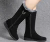 Inverno quente chelsea botas de pele alta sapatos femininos para mulher chunky meados de bezerro pelúcia neve botas planas zip moda botas mujer