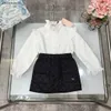 New Autumn girls dress suits high quality kids Tracksuit Size 100-150 designer baby Solid lace shirt and Cotton skirt Dec05