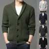 Men's Sweaters Army Green Cardigan Men Buttonup Sweater Autumn Winter Knitted Coat Thick Warm Casual Solid Streetwear Mens Fashion Clothing 231205