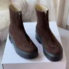 The Row Women's Designer Boots Platform Platform Combat Caving Boots Martin Boots Scarpe da donna inverno Chelsea Biker Boots con Box Black Brown 42we##