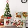 Poduszka obudowa świąteczna Poduszki Okładka Święty Claus Jingle Bell Reindeer Candy Canes Winter Pillcase salon Decor 231205