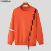 Felpe con cappuccio da uomo Felpe INCERUN Felpe con cappuccio da uomo Con lacci Scava fuori O-Collo Manica lunga Felpe patchwork Streetwear Pullover casual alla moda S-5XL 231205