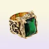 Square White Green Purple Red Stone Mens Ring Punk Vintage Gold Titanium rostfritt stål Dragon Claws Cubic Zirconia Ring for Men 4287908