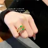 Klusterringar Lailili France Vintage Green Agate Ring Copper Plating 18K Lovely Gourd Design for Women Anniversary Gift