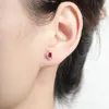 Stud Earrings AU750 18K Gold Earring Elegant Jewelry Classic Design Pigeon Blood Natural Ruby Diamonds Trendy Customize