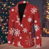 Herenpakken Blazers Herfst Mannen Blazer Cartoon Kerst Sneeuwvlok Kerstman Gedrukt Single Breasted Slanke Revers Jasje Mannen Mode streetwear 231206