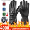 Перчатки с пятью пальцами Мотоциклетные перчатки с подогревом 4000 мАч Тепловые перчатки 3-ступенчатые регулируемые зимние лыжные перчатки Сенсорный экран для мотогонок Езда зимой Q231206
