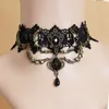 Chaînes gothique dentelle cou chaîne clavicule femmes simple collier noir punk collier bande bijoux de fête en gros