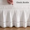 Bed Skirt White Home el Bed Skirt Hollowed Lace Elastic Band Couvre Lit Bedding Bed Cover Without Surface 231205