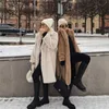 Femmes fourrure Faux luxe hiver Long pardessus surdimensionné revers ceinturé lapin manteau veste femme grande taille vêtements d'extérieur manteaux en peluche 231205