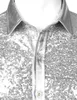 Mäns casual skjortor silver metalliska paljetter glitter skjorta män 70 -tal halloween kostym kemis homme scen prestanda skjorta man 231205