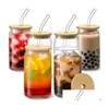 Mokken Us Ca Stock 16Oz Sublimatie Glas Bier Met Bamboe Deksel St Tumblers Diy Blanks Frosted Clear Can Cups Warmteoverdracht Cocktail Drop Dhlbk