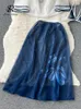 Arbetsklänningar Singreiny Vintage Mesh Transparent kjol Suits Female Long Sleeve Tops Midi Lingerie Erotic Sheer Sexy Women Chiffon Set