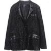 Herrdräkter Spring och Autumn Dark Night Club Shine Pu Leather Patchwork Slim Personality Suit Trend