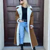 Frauen Pelz Lange Leder Mantel Wolle Verdickt Casual Plüsch Winter Lamm Haar Stil Straße Trend Büro Dame Windjacke