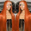 Ginger Orange Lace Front Wigs Human Hair Bone Straight Brazilian Lace Frontal Wigs Red/black/blonde /blue Transparent Lace Wig for Women