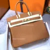 Ladies rkinbir Tote Pelle bovina 2023 Borse originali Borsa in vera pelle Strato classico Borse portatili in oro Palm Head Lock Capacità Grande fibbia Modello Wfoo da donna