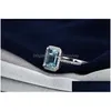 Bröllopsringar Yhamni Original 100% 925 Sterling Sier Ring Fashion Engagement Jewely Sky Blue CZ Crystal for Women Gift ZR539300U DR DHZMB