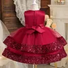 Girl's Dresses Sequin Girl Birthday Party Baby Dress 1 Baptist Party Children's Dress Sleeveless sheer cute wedding princess Christmas costume 2312306