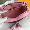 Tassels Crossbody Camera Torba Kobiety torebki Torebka oryginalna skórzana stare litery kwiatowe podwójne zamek błyskawiczne Złote Sprzęt Torby na ramię 21 cm