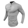 Chemises décontractées pour hommes Automne Sports Muscle Shirt Fitness Haute élasticité Manches longues Vêtements intérieurs Non repassant Costume mince non transparent