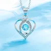 Элегантный синий 1 шт. горный хрусталь Декор сердце кулон ожерелье изысканный подарок на день рождения для подростков
