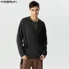 Männer Pullover 2023 Männer Einfarbig V-ausschnitt Langarm Spitze Up Cardigan Streetwear Gestrickte Mode Casual Kleidung INCERUN S5XL y231205