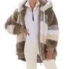 Женские куртки Куртка оверсайз для женщин Осень-зима Теплая плюшевая уличная одежда с карманами и капюшоном Свободная женская верхняя одежда Пальто Roupas Feminina 231205
