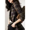 Women's Suits Blazers autumn Wool Coat Retro British Style Modern Plaid Jackets Slim Waist Woolen Suit Jacket Lining Spring Blazer Female Out 231205