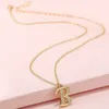 Copper 1PC Golden Fittings Rhinestone Decor Alphabet Pendant Adjustable Necklace