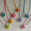 Kedjor 3D Flower Necklace Colorful Pendant Fashionable Neck smycken Lätt repet bekväm för varje dag