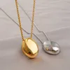 Pendant Necklaces Brushed Metal Oval Necklace For Women Long Sweater Chain Luxury Charm Thin Party Elegant Jewelry Gifts