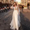 Illusion Tulle Classic Wedding Dresses For Bride Jewel Long Sleeve Applique Sexy Covered Button A-Line Customised