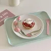 Piatti INS Wind 3D Tulipano Piatto da dessert in ceramica Ciotola per la colazione Ragazza Cuore Torta carina Stoviglie Decorazione rituale