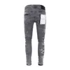 Paarse jeans Desinger Man zwarte Y2K High Street verf Graffiti patroon beschadigde gescheurde skinny broek Denim broek groothandel