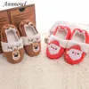 Slipper Toddler Girls tofflor för baby pojke tofflor plysch varm tecknad jultomten hjort hemskor lilla barn hus skor gåvor 231206