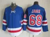 Stitchmens Top 68 Jaromir Jagr Hockey Jerseys 1992 Vintage Black Blanc Bleu Cousé C.