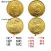 Pièce de monnaie souveraine Victoria britannique, 13 pièces, 1887 – 1900, petite copie en or de 24mm, pièces de collection d'art