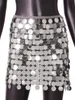 スカートスカートスコート女性用スパンコールスカートステンレススチールメタルチェーンプラスチック幾何学的なスパンコールセクシーなホロウアウトソリッドハロウィーンファッションミニスカート231206
