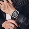 Zegarki zagraniczne zagraniczne lufę handlową Men Mechanic Men Minimalistyczne daty paska zegarka jachty Diamond Vintage Quartz