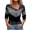 Vêtements ethniques 2023 Color Block Stripe Print Blouse Femme Mode Élégante Col rabattu Manches longues Casual Top Shirt