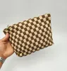 Vintage Checkerboard Travel Cosmetic Lipstick Purse Storage Bag Knitted Large Pen Bag Make Up Bags