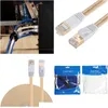 Computer Cables Connectors Cat 7 Ethernet Nylon Braided 16Ft Cat7 High Speed Professional Gold Plated Plug Stp Wires Rj45 Drop Deliver Otucd