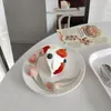 Piatti INS Wind 3D Tulipano Piatto da dessert in ceramica Ciotola per la colazione Ragazza Cuore Torta carina Stoviglie Decorazione rituale