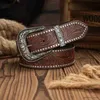 Ceintures Western Cowboy ceinture en cuir hommes taille sangle taureau décoration florale gravée pour jean R231206