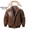 Cuir pour hommes Faux cuir FLAVOUR Veste bombardier en cuir véritable pour hommes avec col en fourrure amovible Vestes en cuir véritable en peau de porc Manteau chaud d'hiver pour hommes 231205