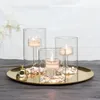 Vaso de velas para festa de casamento, cilindro de vidro transparente, conjunto de 3 suportes para velas para festas de casamento, decorações decorativas para casa e sala de jantar