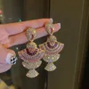 Charme FYUAN Vintage Barock Stil Geometrische Tropfen Ohrring Rosa Zirkon Kristall Sektor Baumeln Bankett Schmuck Zubehör 231205