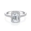 Halo Emerald Cut Moissanite Vrouwen Verlovingsring Trendy Fashion Style Moissanites Stone Ring2733