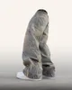Женские джинсы Street Retro Raw Edge с вышивкой Мешки для мужчин Мода Хип-хоп узор Женские лоскутные джинсовые брюки с высокой талией Y2k 231206